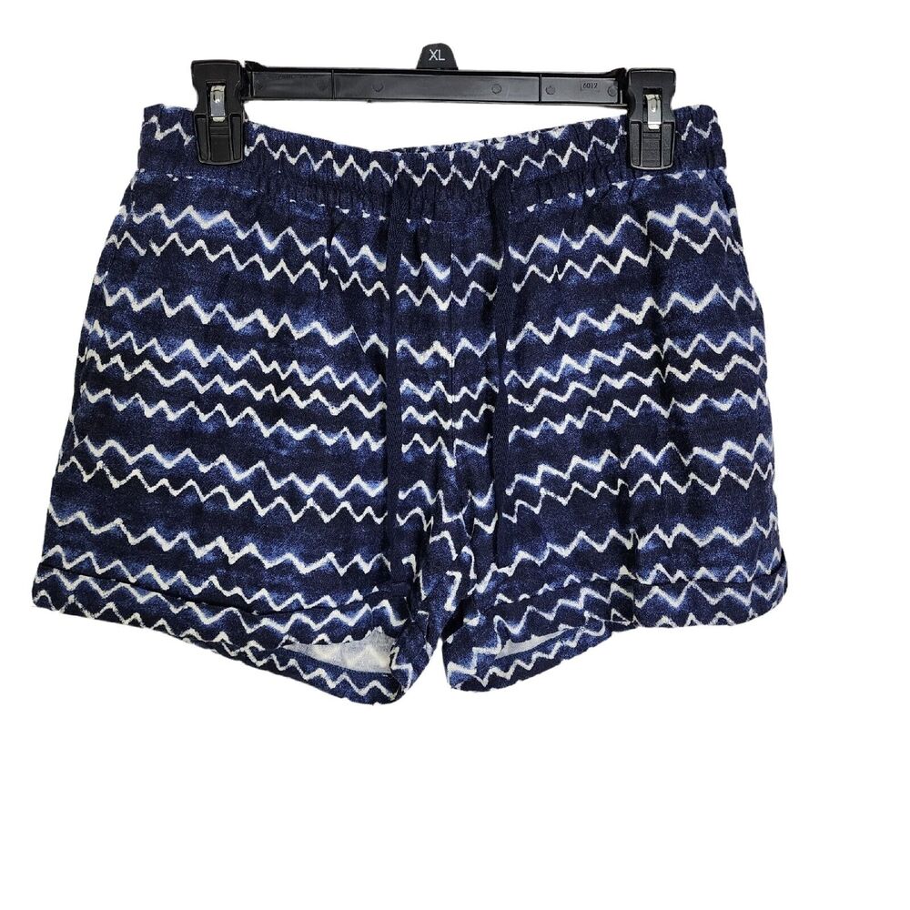 Old Navy Womens Shorts Small Blue Chevron Casual Linen Blend Pockets Drawstring